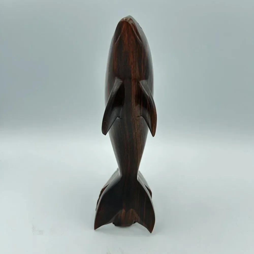 Vtg Hand Carved Ironwood Dolphin Figurine 7 1/2